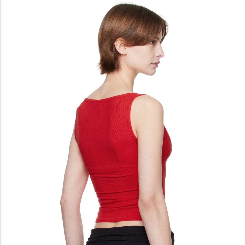 SKIMS Red Lace-Trim Ribbed Button-Front Tank - Picture 2 of 5